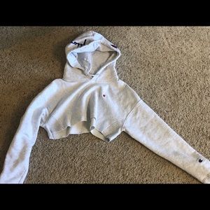 light grey cropped champion hoodie
